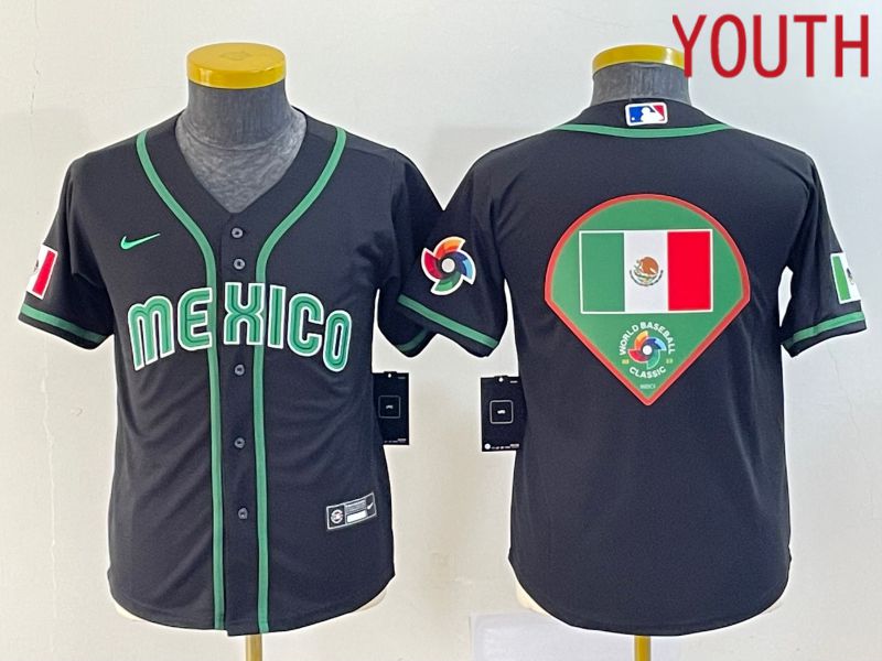 Youth 2023 World Cub Mexico Blank Black Nike MLB Jersey2->youth mlb jersey->Youth Jersey